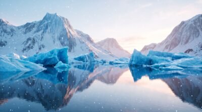 Frozen Glacier Lake Wallpaper